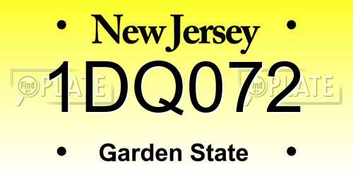 1DQ072 New Jersey License Plate