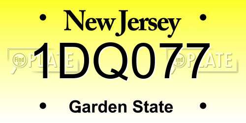 1DQ077 New Jersey License Plate