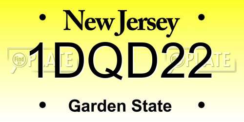 1DQD22 New Jersey License Plate