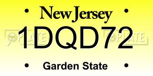 1DQD72 New Jersey License Plate