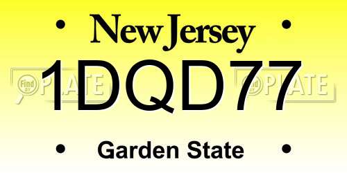 1DQD77 New Jersey License Plate