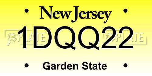 1DQQ22 New Jersey License Plate