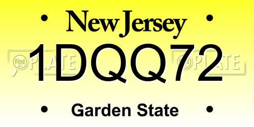 1DQQ72 New Jersey License Plate