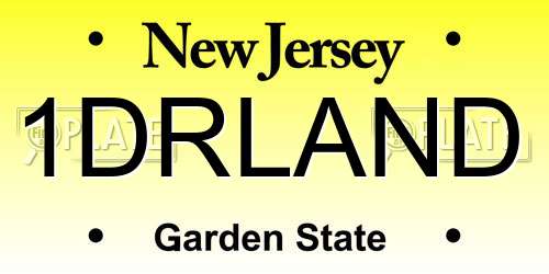 1DRLAND New Jersey License Plate