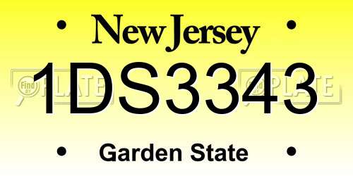 1DS3343 New Jersey License Plate