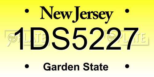 1DS5227 New Jersey License Plate