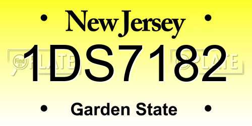 1DS7182 New Jersey License Plate