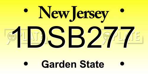 1DSB277 New Jersey License Plate