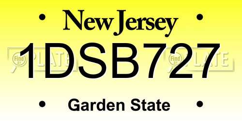 1DSB727 New Jersey License Plate