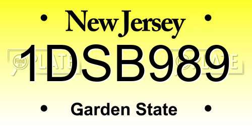 1DSB989 New Jersey License Plate