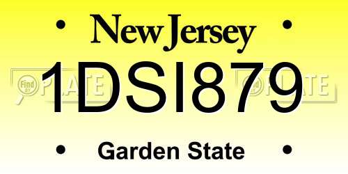 1DSI879 New Jersey License Plate