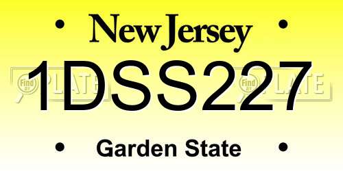 1DSS227 New Jersey License Plate