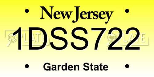 1DSS722 New Jersey License Plate