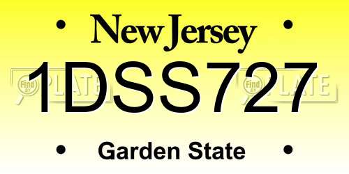 1DSS727 New Jersey License Plate