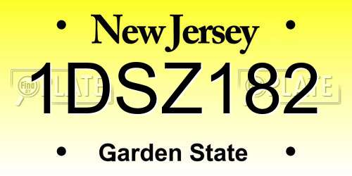 1DSZ182 New Jersey License Plate