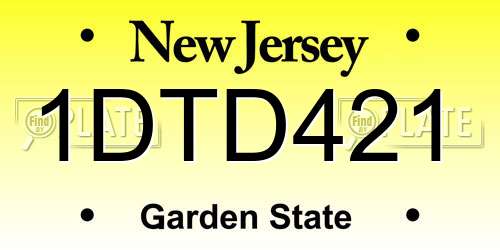 1DTD421 New Jersey License Plate