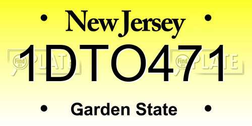 1DTO471 New Jersey License Plate