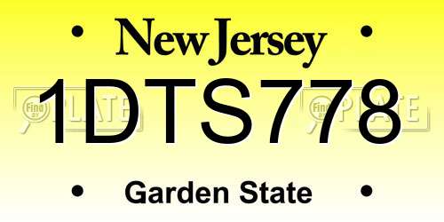 1DTS778 New Jersey License Plate