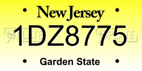 1DZ8775 New Jersey License Plate