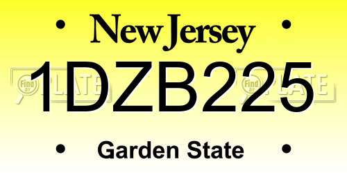 1DZB225 New Jersey License Plate