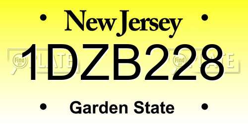 1DZB228 New Jersey License Plate