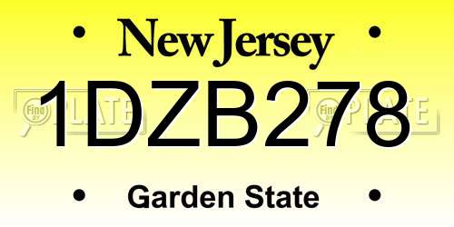 1DZB278 New Jersey License Plate
