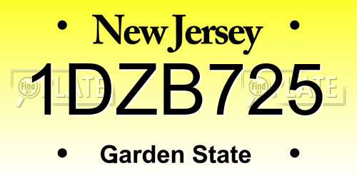 1DZB725 New Jersey License Plate