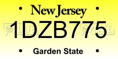 1DZB775 New Jersey License Plate
