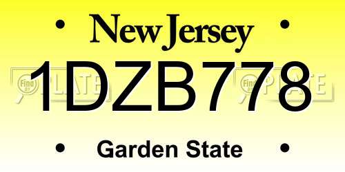1DZB778 New Jersey License Plate
