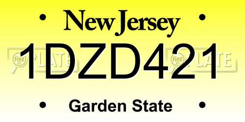 1DZD421 New Jersey License Plate