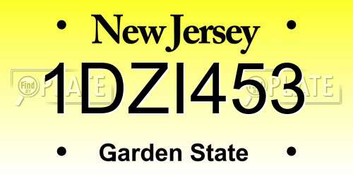 1DZI453 New Jersey License Plate