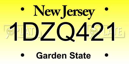 1DZQ421 New Jersey License Plate