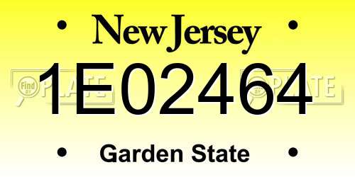 1E02464 New Jersey License Plate