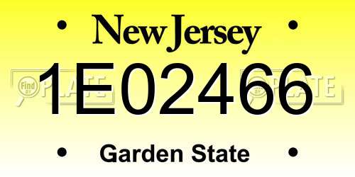 1E02466 New Jersey License Plate