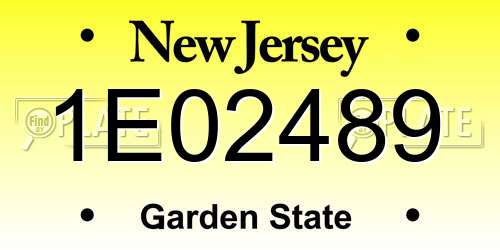 1E02489 New Jersey License Plate