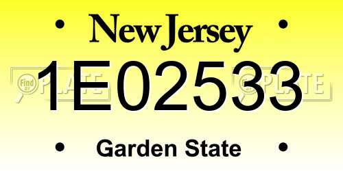 1E02533 New Jersey License Plate
