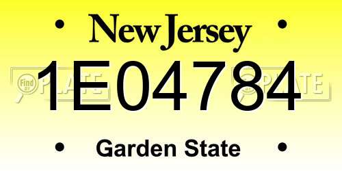 1E04784 New Jersey License Plate