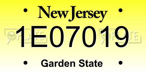 1E07019 New Jersey License Plate
