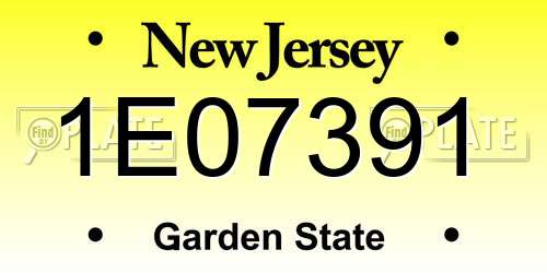 1E07391 New Jersey License Plate