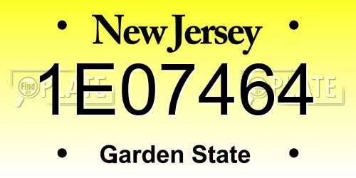 1E07464 New Jersey License Plate
