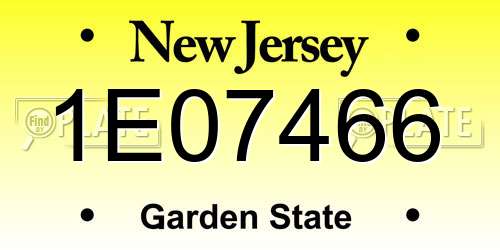 1E07466 New Jersey License Plate