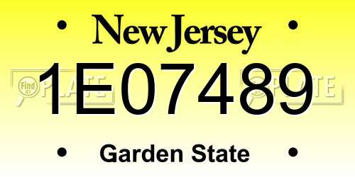 1E07489 New Jersey License Plate