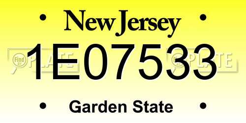 1E07533 New Jersey License Plate