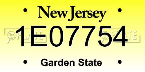 1E07754 New Jersey License Plate