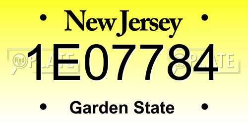 1E07784 New Jersey License Plate