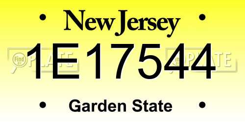 1E17544 New Jersey License Plate