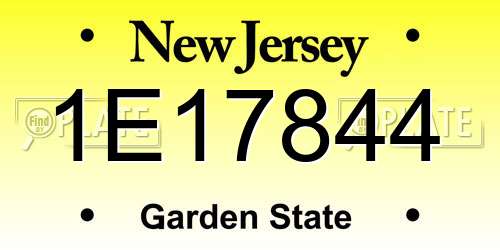 1E17844 New Jersey License Plate