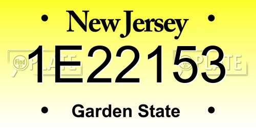 1E22153 New Jersey License Plate