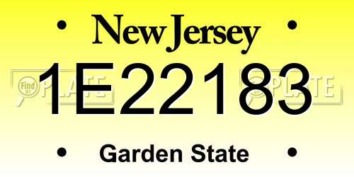 1E22183 New Jersey License Plate
