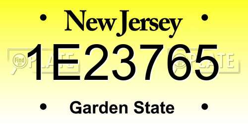 1E23765 New Jersey License Plate